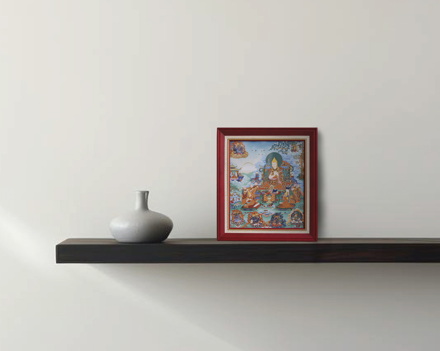 福田書屋｜宗喀巴父子三尊彩唐_裱框